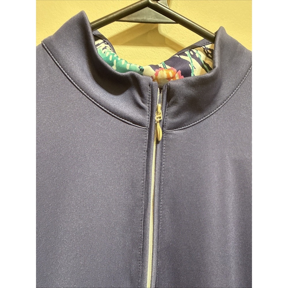 Pebble Beach Womens Dry Luxe Performance Golf Dress M Navy Blue Floral Stretch - Picture 3 of 8